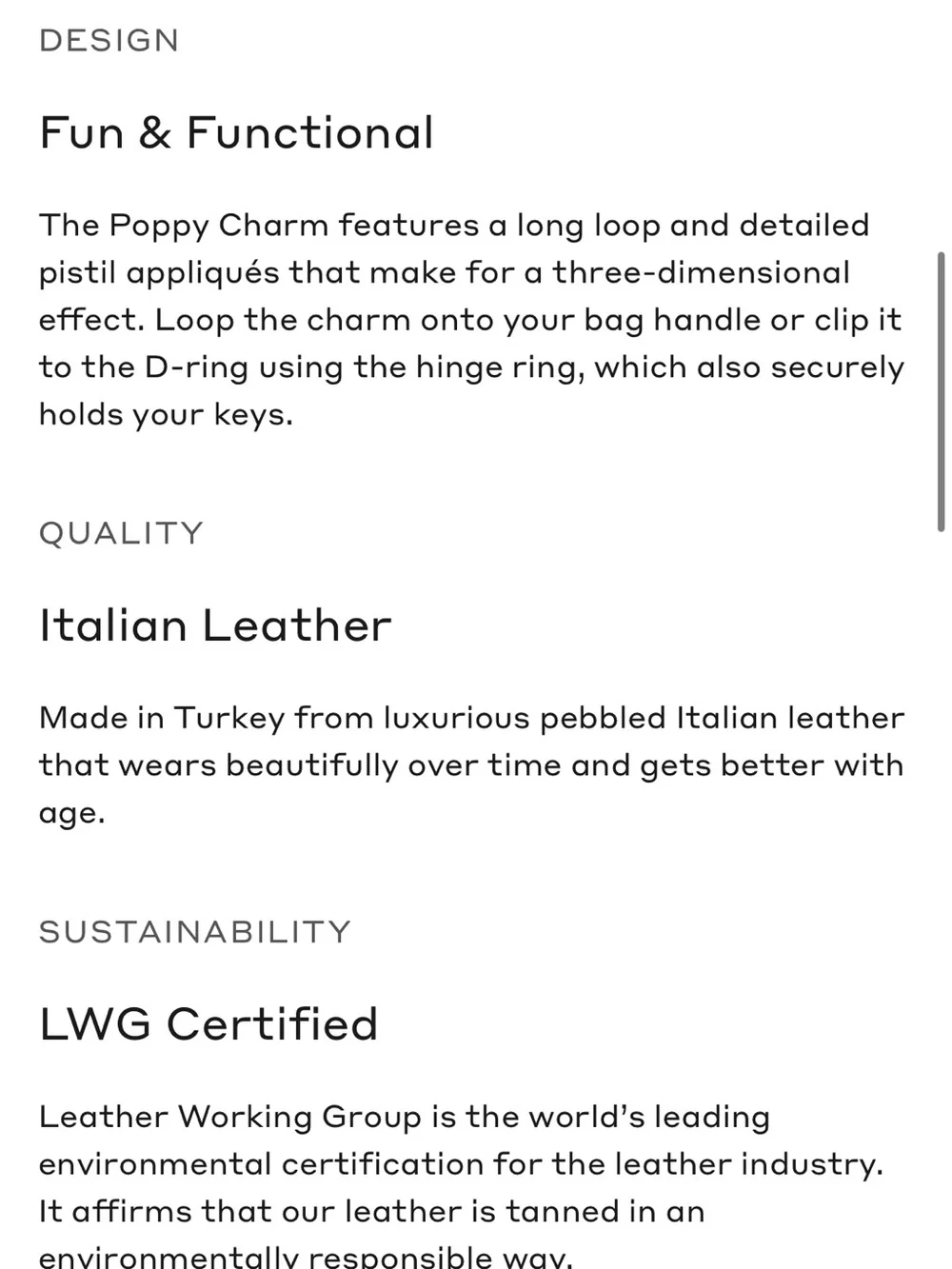 Cuyana Red Leather Poppy Bag Charm